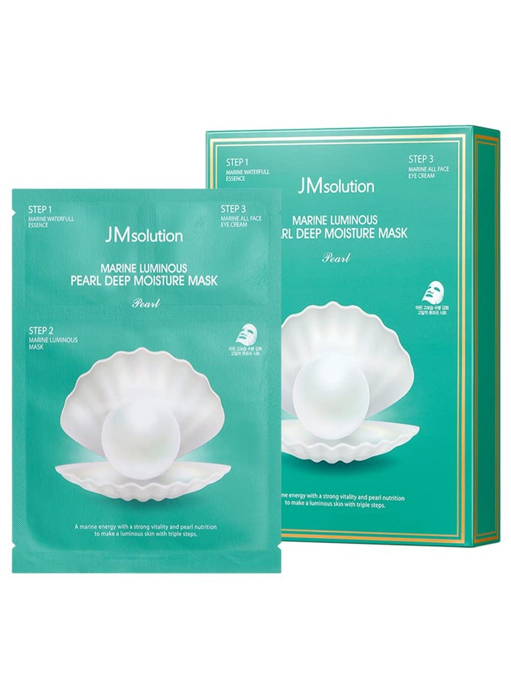 JMsolution Marine Luminous Pearl Deep Moisture 3 Step Skin Care Face Mask - Korean Skincare - boosting Brightening Moisturizing-10 Sheets