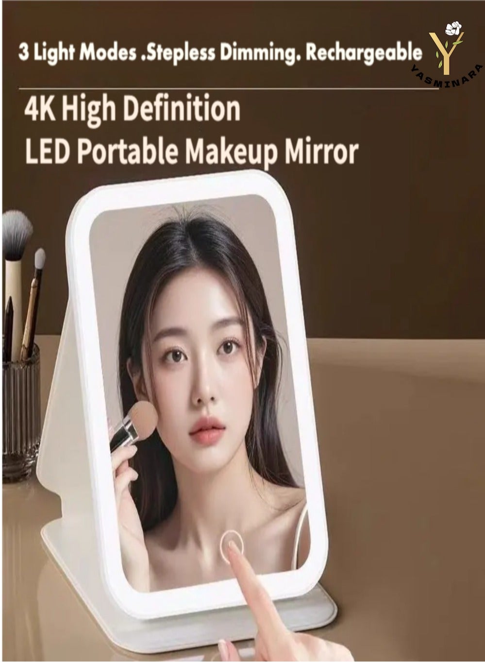 Portable LED Makeup Mirror ,Foldable Compact Size With 3 Light Modes and Dimming,Type-C Charging,Perfect for Make-up Use Anytime Any Occasions