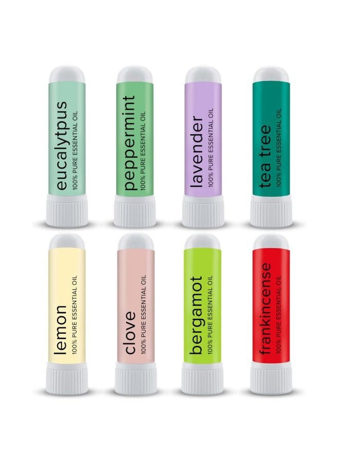 MOXĒ Nasal Inhalers Bundle, 8 Essential Oils, 100% Pure and Undiluted, Therapeutic Grade, No-Mess Portable Aromatherapy, Includes Eucalyptus, Peppermint, Lavender, Tea Tree, Made in USA (Pack of 8)…