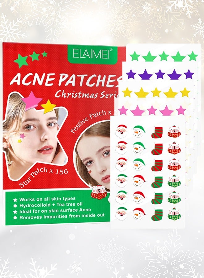 180 Pcs Star & Festive Acne Patch Set Easy to Use Quick Healing Pain and Scar Free Patches for Face Promotes Wound Healing Natural Formula Acne Patches Star Patch 156 Pcs Festive Patch 24 Pcs