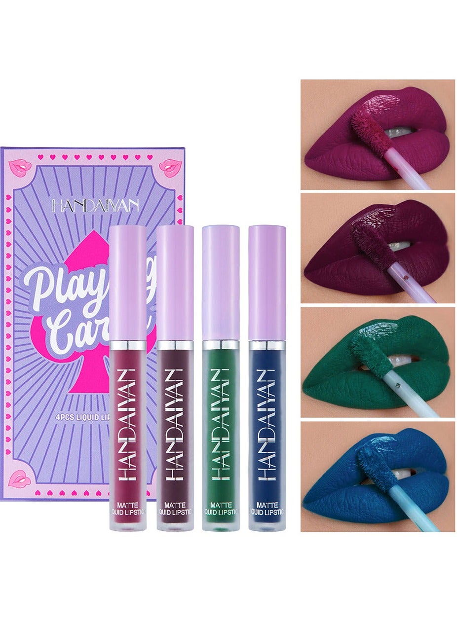 Lipstick Set Matte Liquid 4 Colors Long Lasting Waterproof for Women Highly Pigment Velvety Nude Super Stay Soft Hydrating & Lightweight Professional Moisturizing Makeup Lips Gift