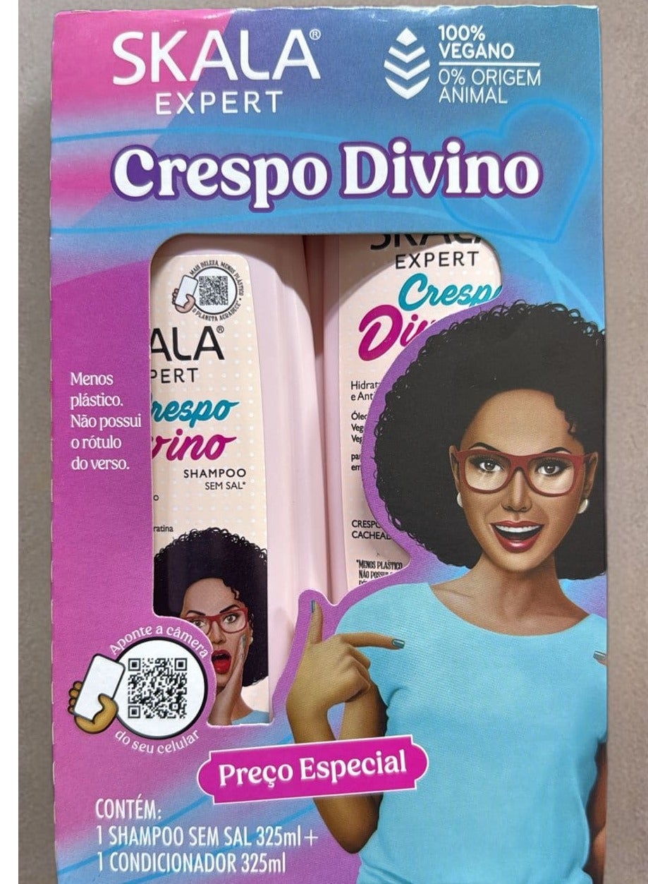 Skala Expert Crespo Divino Shampoo & Conditioner - Infused with Pure 100% Natural ingredients Vegan Formula | Experience Healthier, Fuller & Thicker Looking Hair - Imported from Brazil