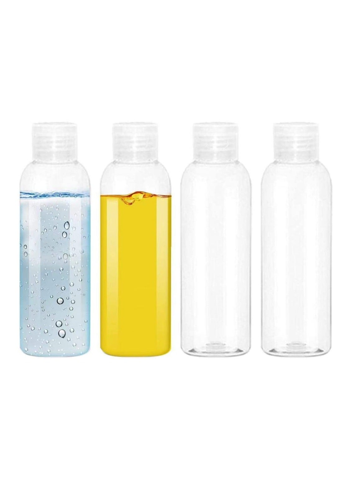 4 Pack 100ML Empty Clear Plastic Squeeze Bottles with Disc Top Flip Cap Travel Bottle BPA-Free Containers For Shampoo, Lotions, Liquid Body Soap