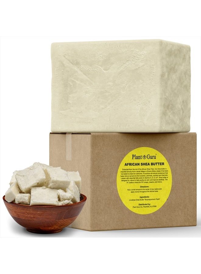 Raw African Shea Butter 5 lbs. Bulk Block 100% Pure Natural Unrefined IVORY - Ideal Moisturizer For Dry Skin, Body, Face And Hair Growth. Great For DIY Soap and Lip Balm Making.