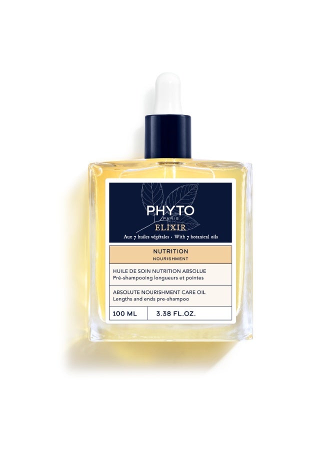 Phyto Absolute Nourishment Care Oil Pre-Shampoo Elixir, Multi-Purpose Hair Oil for Dry & Very Dry Hair, Silicone-Free 100ml