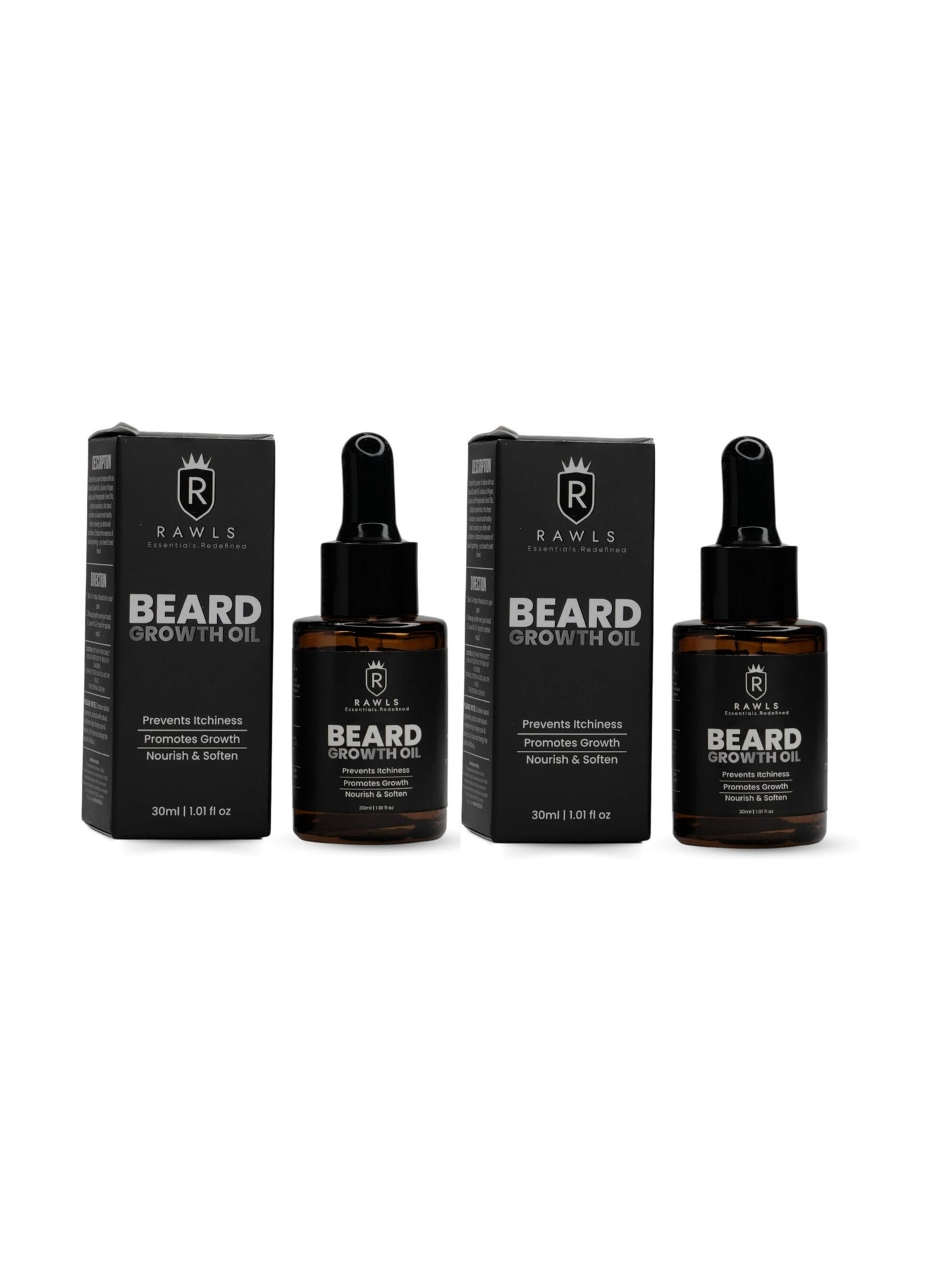 Rawls Beard Growth Oil, 30ml | Natural Hair Oil for Thicker & Longer Beard | Hair Growth Oil for Patchy & Fast Beard Growth | Growth Oil for Stronger Beard Hair 2 packs