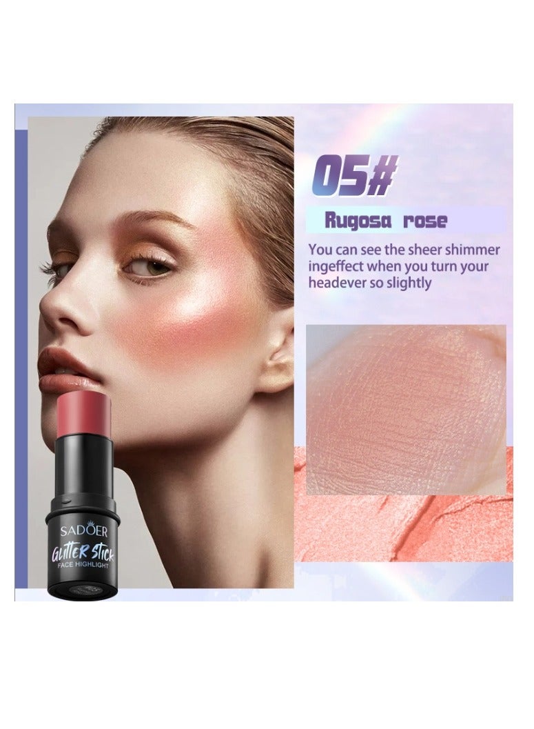 Highlighter Face Stick, Body Glitter Highlighter Makeup, Brightens Makeup Stick for Face Body Hair Cosmetic, Highlighter Body Brightens 6g