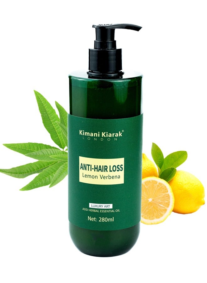 Natural Lemon Verbena Essential Oil Extract Anti Hair Loss and Anti Bacterial Citrus Shampoo for Man and Women 280ml