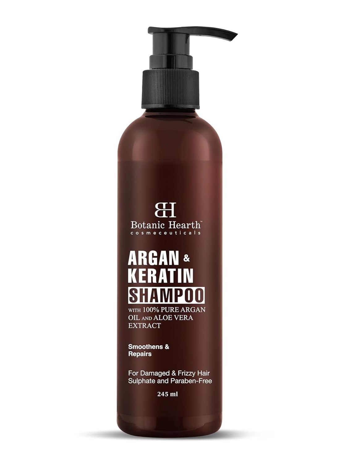 Botanic Hearth Argan and Keratin Shampoo with 100% Pure Argan Oil and Aloe Extracts Repairs Hair and Controls Frizz For Damaged and Frizzy Hair Shampoo for Women and Men 245ml