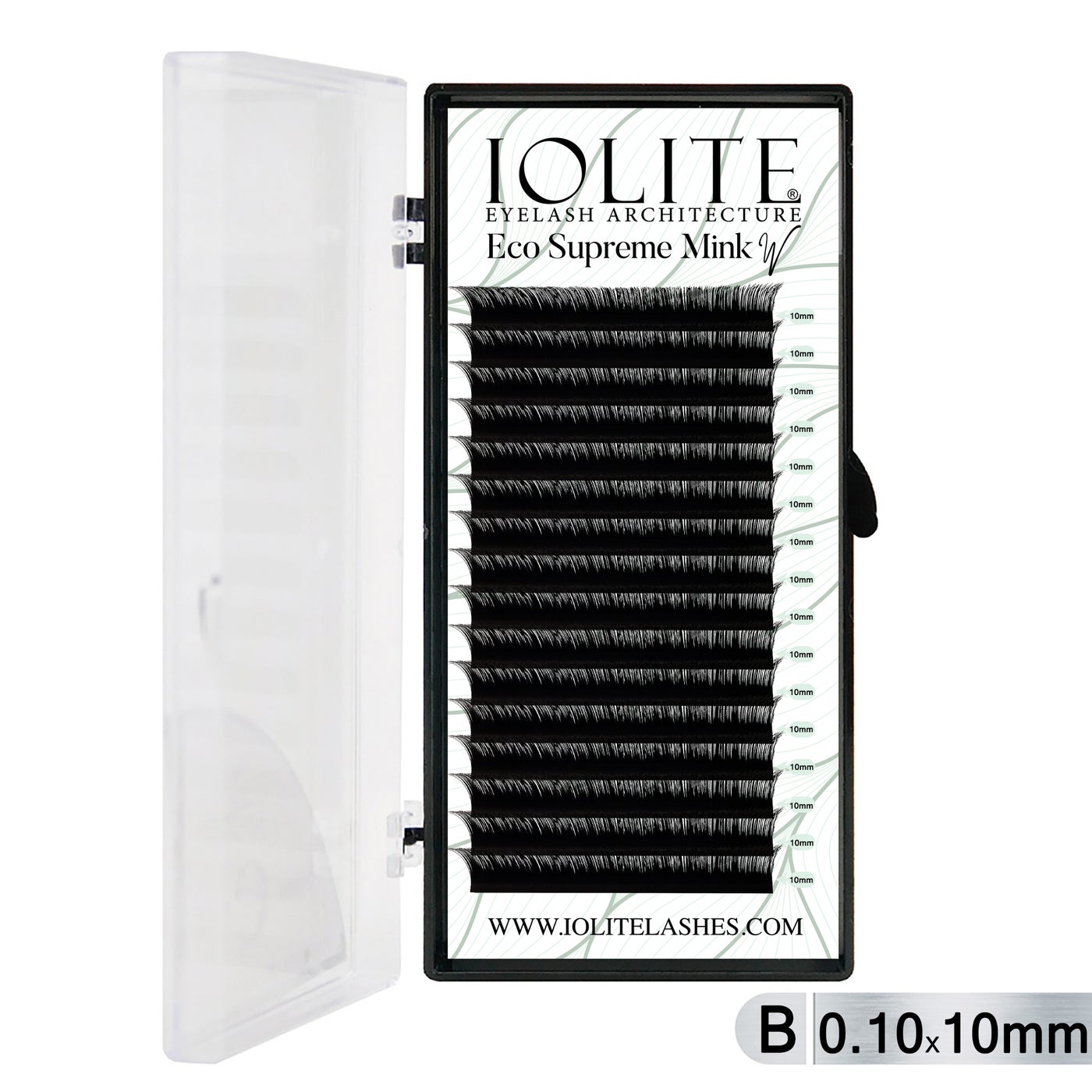 Iolite Eco Supreme Mink W Lashes B Curl – 0.10T Mix & 6mm–15mm | Pre-Fanned Volume Lash Extension Trays for Professional Lash Artists ISMWB10T - 10MM