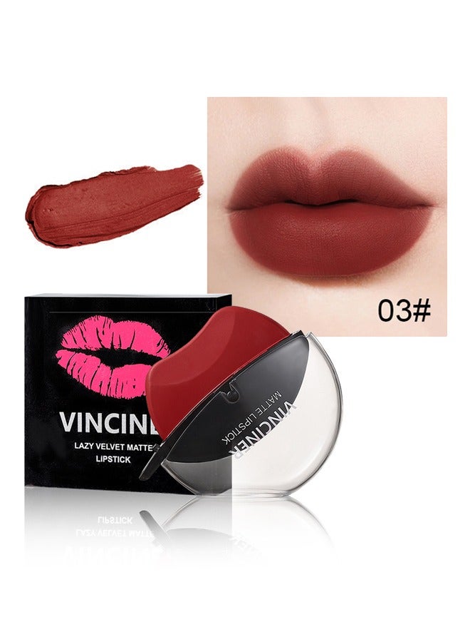 Lazy Velvet Matte Lipstick-Lip shaped lipstick,easy to apply,long-lasting and non-fading matte effect matte lipstick (Red) #03