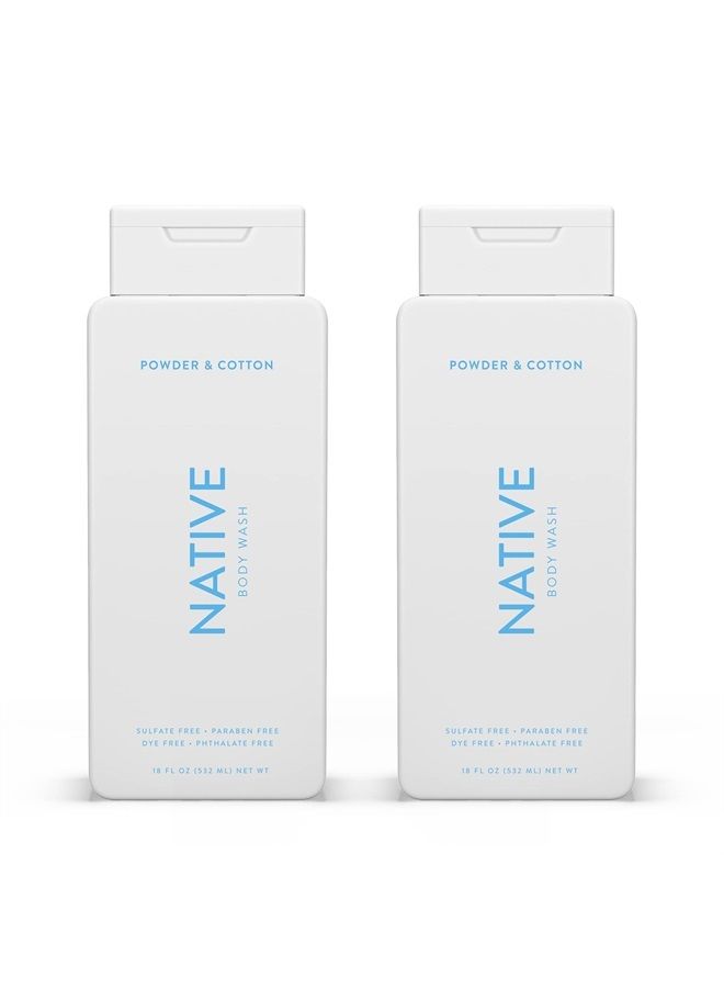 Body Wash Natural Body Wash for Women, Men | Sulfate Free, Paraben Free, Dye Free, with Naturally Derived Clean Ingredients Leaving Skin Soft and Hydrating, Powder & Cotton 18 oz - 2 Pk