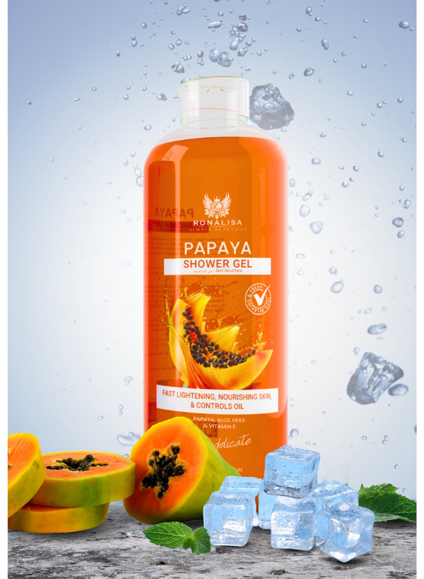 Papaya Shower Gel with Vitamin E and Aloe Vera – 1000ml