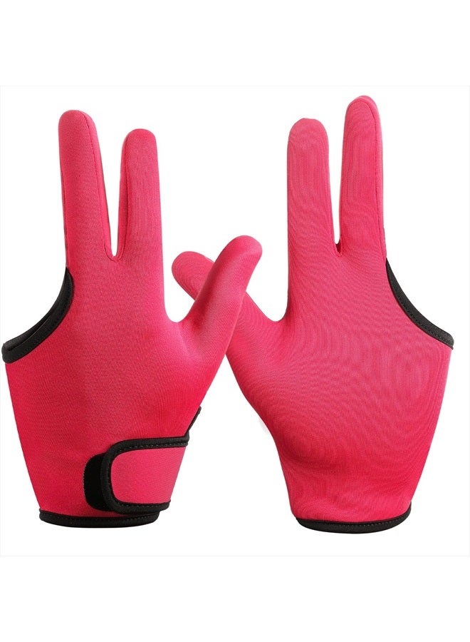 Heat Resistant Gloves for Hair Styling 2 Pcs Curling Wand Glove 3 Finger Barber Glove Reusable Hair Dye Heat Protector Glove (Rose Red)