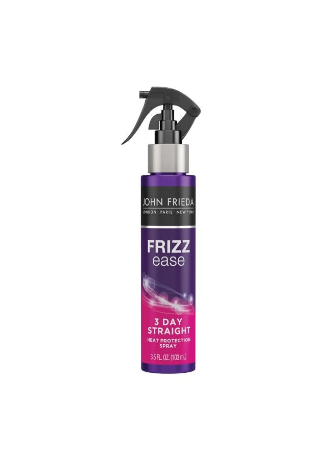 Frizz Ease 3 Day Straight Heat Protection Spray, Keeps Hair Straight and Frizz-Free for 3 Days, Keratin-Infused Flat Iron & Styling Spray for a Smooth, Sleek Finish, 3.5 Oz