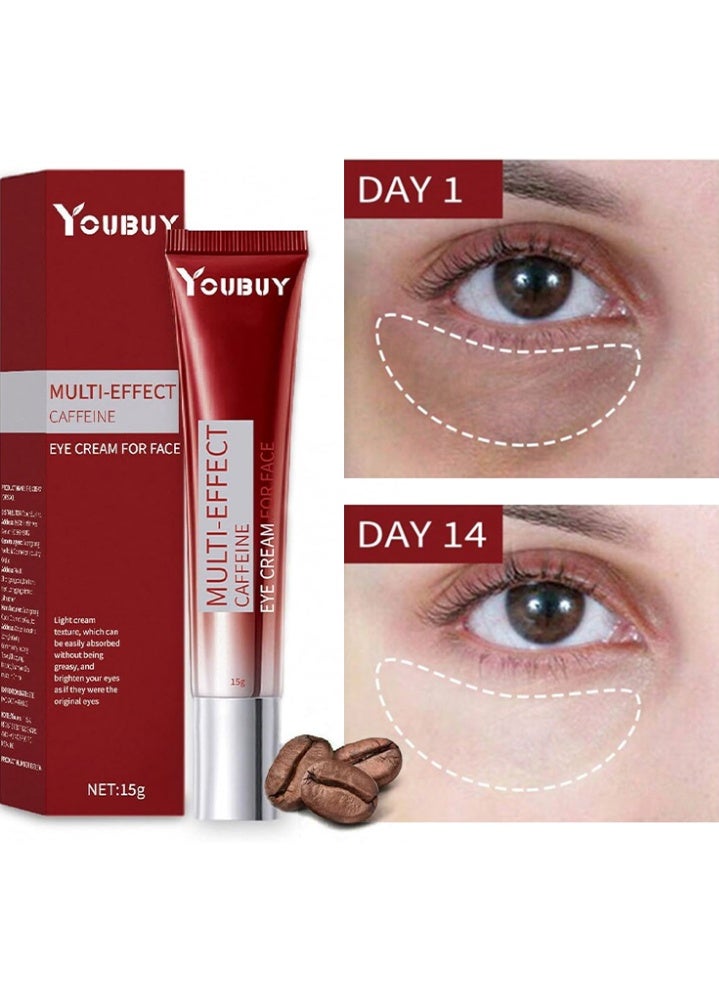 Multi-effect Caffeine-Eye Cream for Dark Circles, Puffiness & Puffy Bags, Firming and moisturizing for Smooth out fine lines and restore bright eyes, Hydrating Under Eye Care Daily Wrinkle Cream