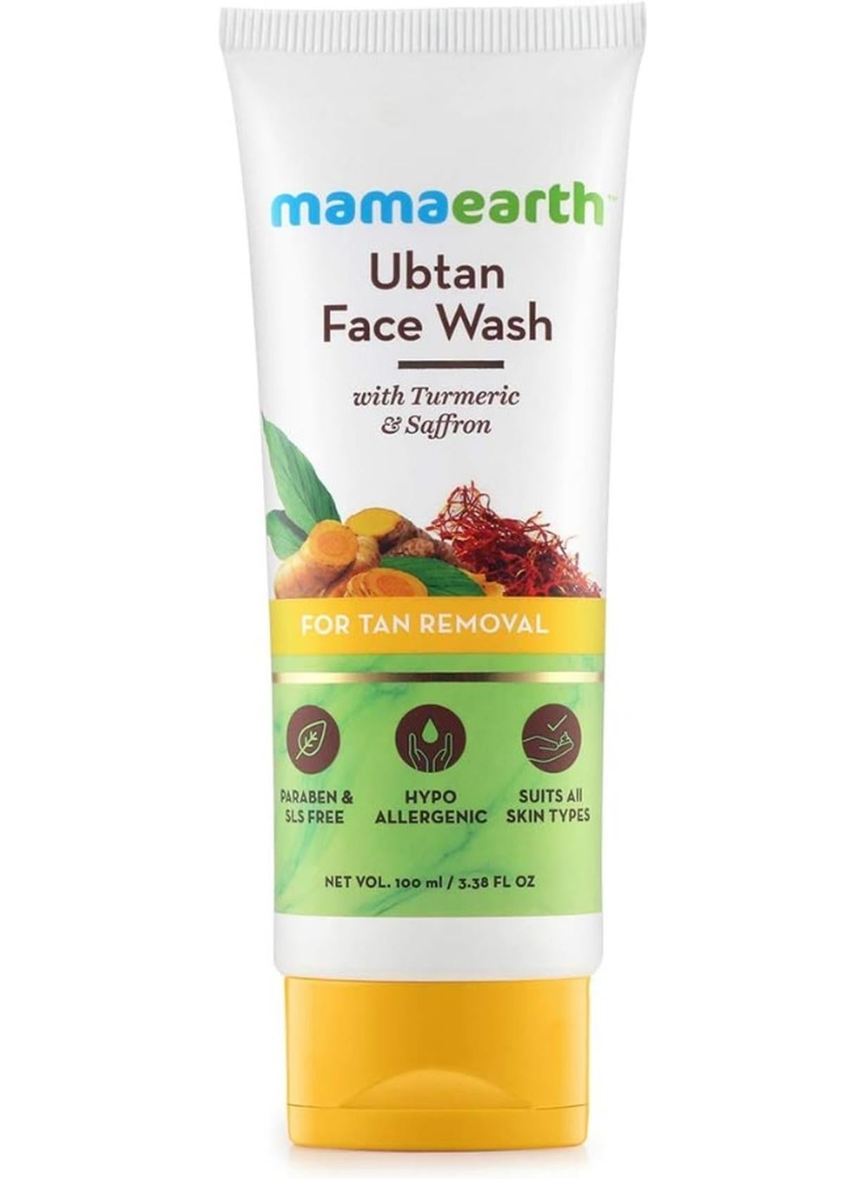 Ubtan Natural Face Wash For All Skin Type With Turmeric And Saffron For Tan Removal And Skin Brightening, 100 Ml