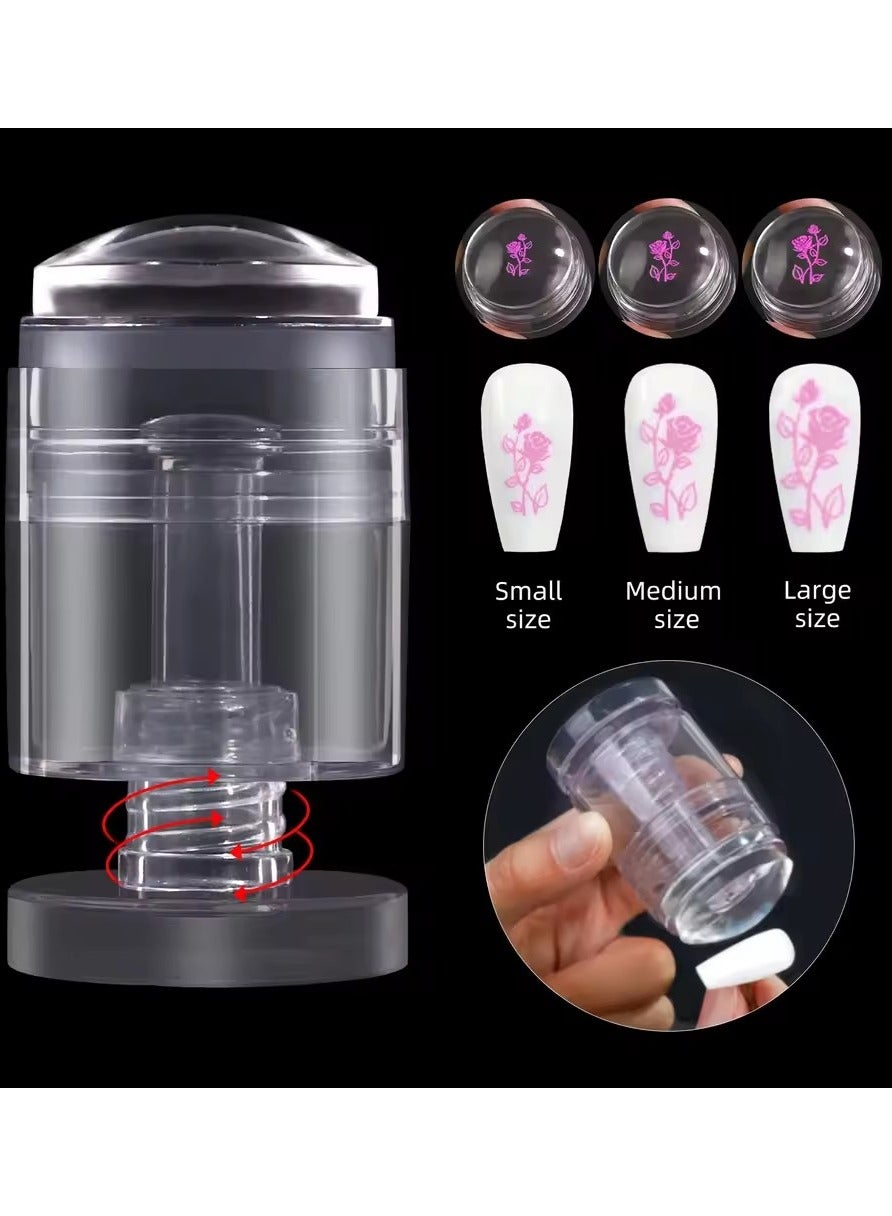 Rotatable Transparent Stamps Variable Pattern Size Silicone Fingertip Printing French Nail Seal Stamper Scraper Accessories Tool