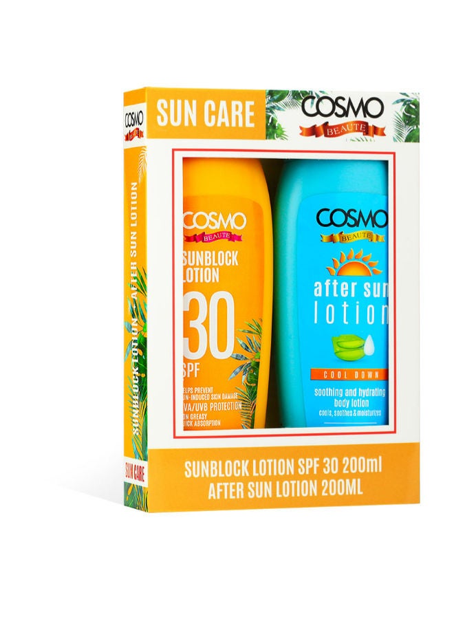 Sun Care 2 Pieces Gift Set, Sun Block Lotion SPF 30 200ML + After Sun Lotion 200ML, For Unisex