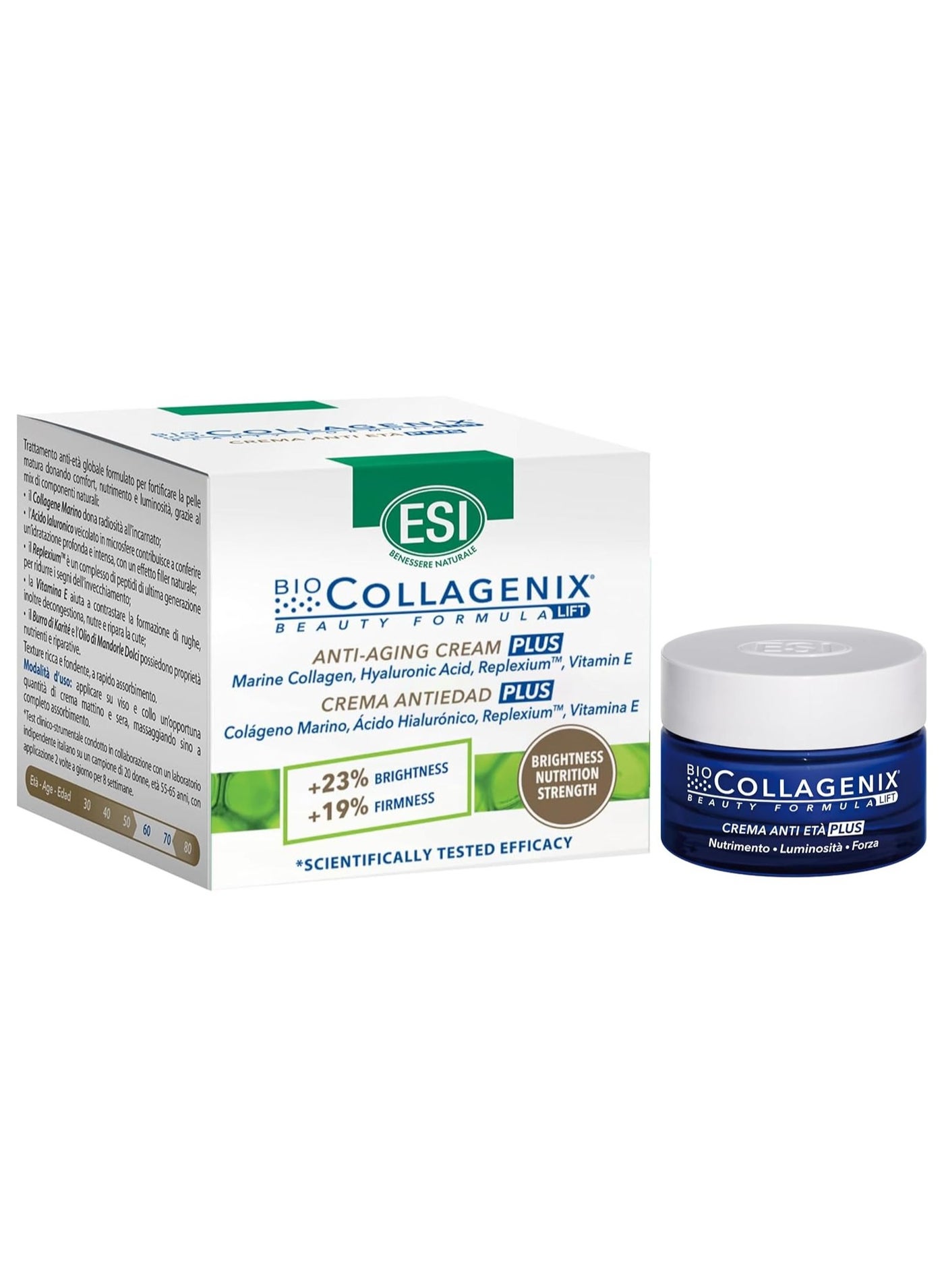 Anti-Aging Cream Plus with Marine Collagen, Hyaluronic Acid & Replexium, 50 ml- Enhances Radiance, Hydrates, Reduces Visible Aging, Fights Wrinkles, Nourishes & Repairs for Youthful Skin