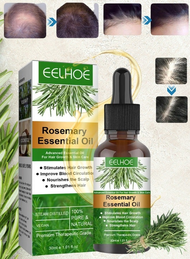 Rosemary Essential Oil 30ml Pure Rosemary Oil for Hair Growth & Skin Care Nourishment Scalp Stimulates Hair Growth Rid of Itchy and Dry Scalp Refreshing Aromatherapy Oil for Men Women