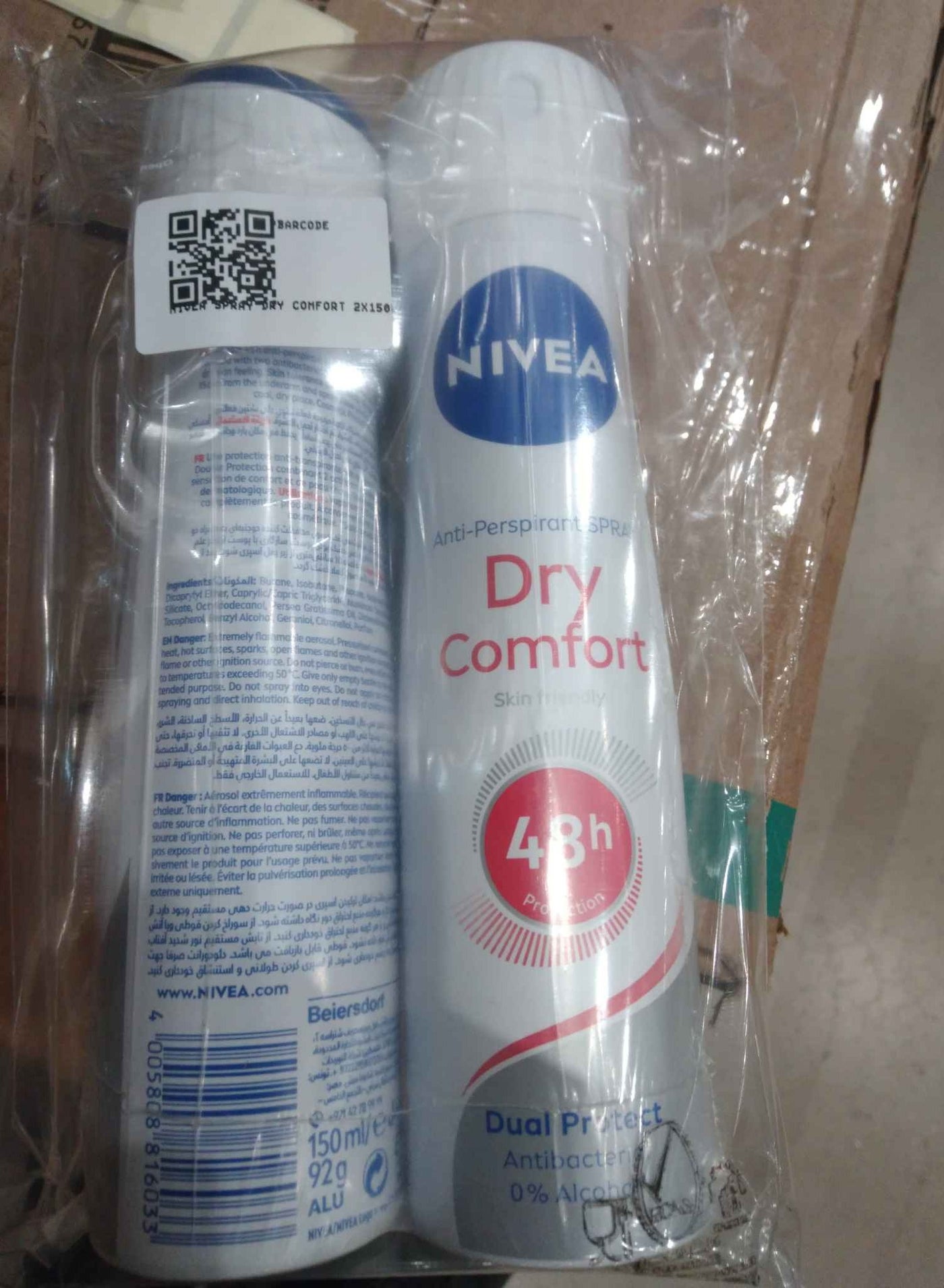 NIVEA Antiperspirant Spray for Women, Dry Comfort, 2x150ml