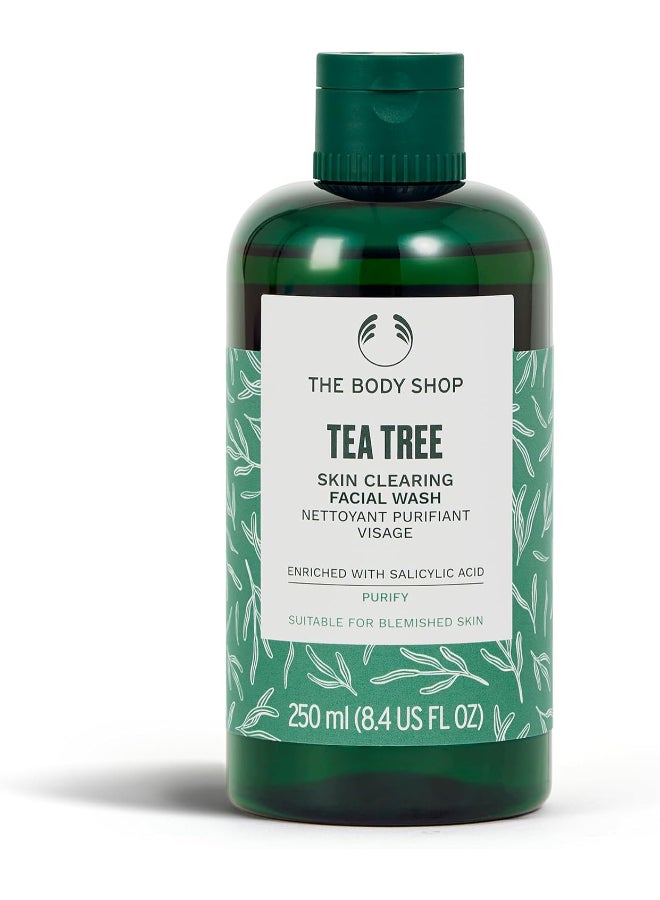 Tea Tree Skin Clearing Facial Wash – Gel-to-Foam Cleanser with Salicylic Acid & Tea Tree Oil | Reduces Blemishes, Controls Excess Oil, Gently Exfoliates Dead Skin | Vegan, Dermatologically Tested, 250ml