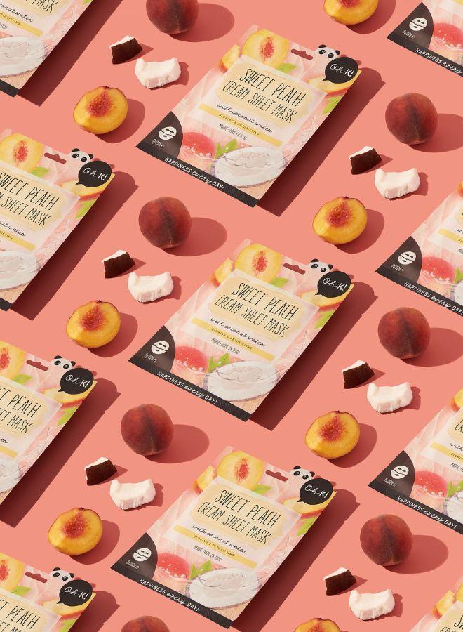 Brightening Peach & Coconut Water Cream Sheet Mask – Radiance-Boosting and Hydrating Face Mask for a Healthy, Glowing Complexion
