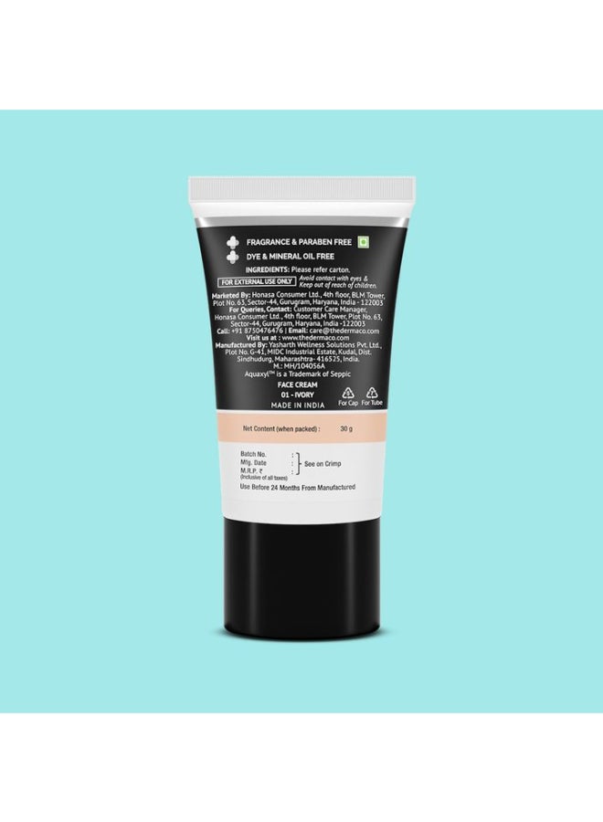 The Derma Co. 2% Niacinamide Hydrating BB Cream with 1% Hyaluronic Acid Complex & Aquaxyl, 30 g | 01 - Ivory - image 9