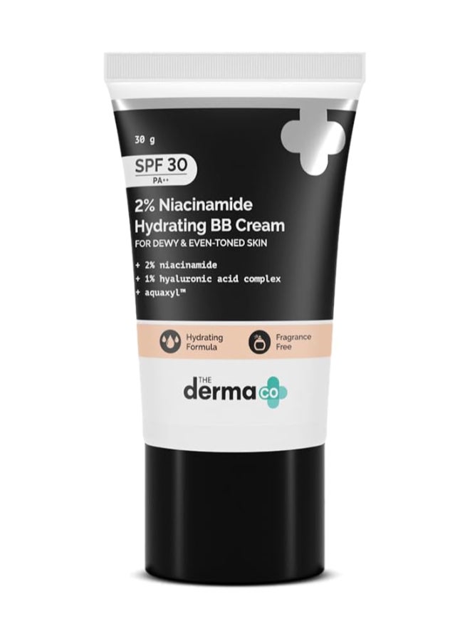 The Derma Co. 2% Niacinamide Hydrating BB Cream with 1% Hyaluronic Acid Complex & Aquaxyl, 30 g | 01 - Ivory