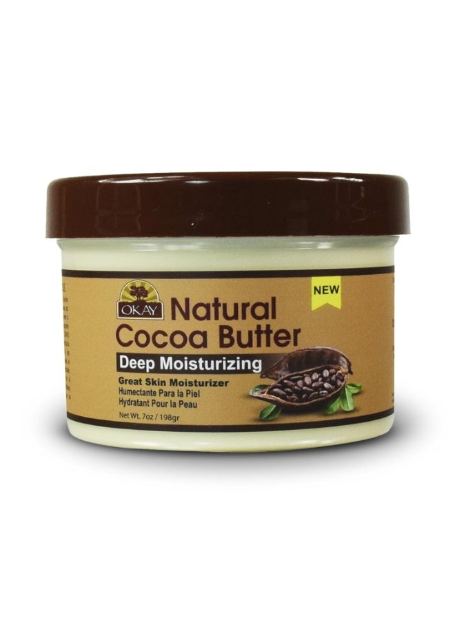 OKAY | Natural Cocoa Butter | For Skin & Hair | Moisturizes & Softens Skin | Conditions & Nourishes Hair | 100% Natural | 7 oz