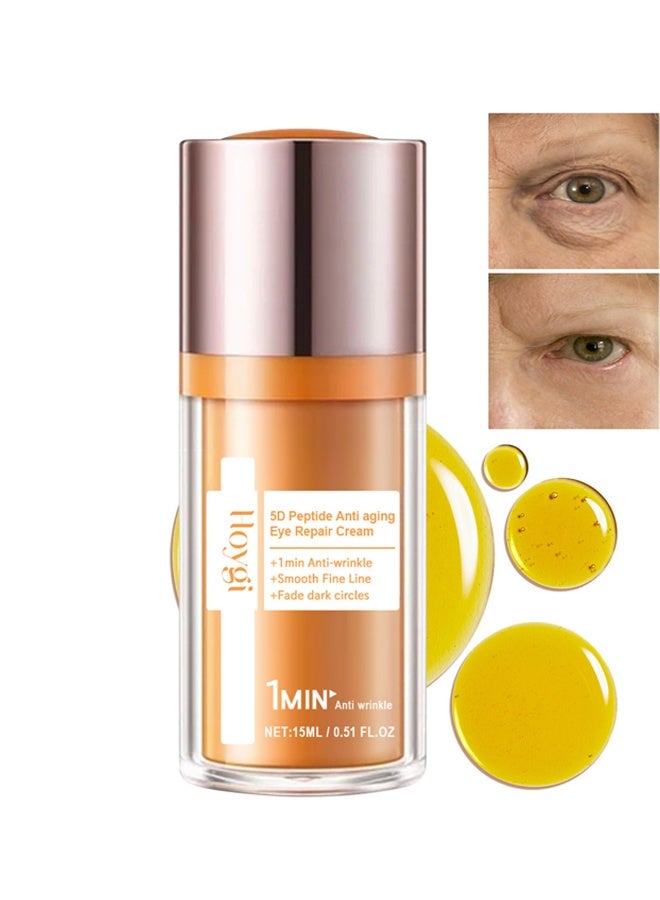 5D Peptide Anti-Aging Eye Repair Cream, Reduces Wrinkles and Dark Circles, Hydrating Eye Cream for Smoother Skin, Suitable for All Skin Types (15ml)