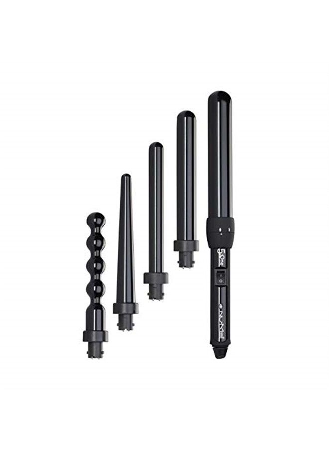 Lustrum 5 in 1 Tourmaline Ceramic Curling Wand Set with Interchangeable Barrels, Digital Display, Automatic Shutoff Feature. Heat Up to 410°F