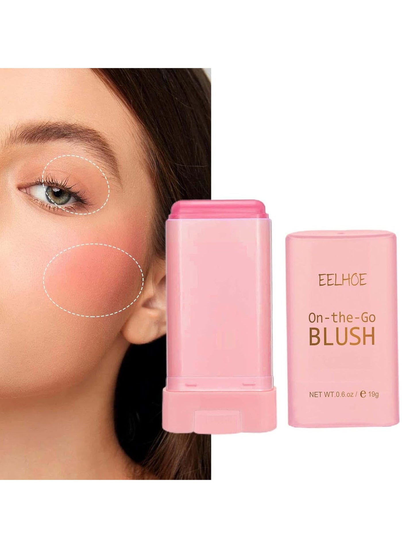 3-in-1 Cream Blush Stick – On-the-Go Cheek, Lip & Eye Color for a Natural, Glowy Look (Shy Pink, 0.6 Oz)