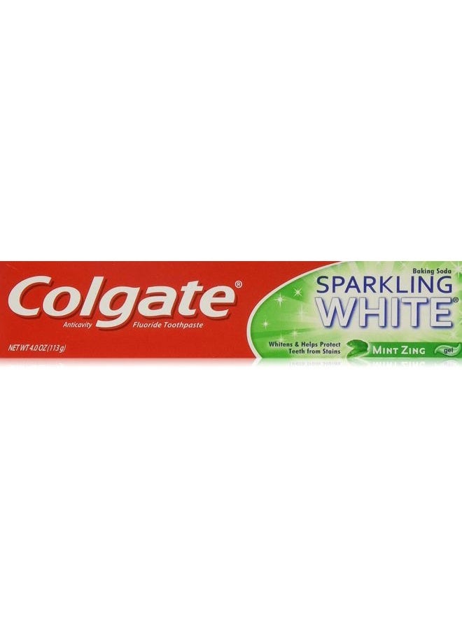 Colgate Sparkling White Mint Zing Toothpaste with Baking Soda ~ 4oz Tubes (2 Pack)