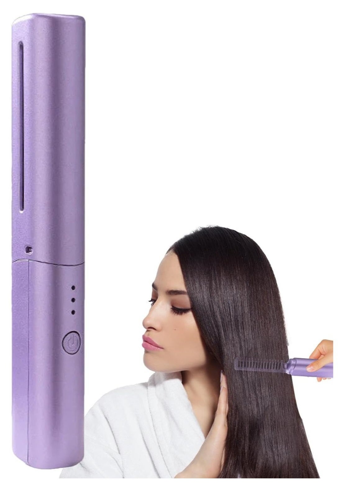 Rechargeable Mini Hair Straightener , Mini Flat Iron Hair Straightener Travel Size Rechargeable , 4000mAh Battery Straightener Brush , Portable 3 Level Hair Straightener , 4000mAh Battery Straightene