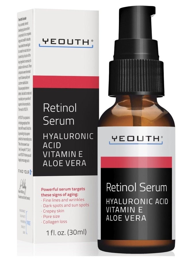 2.5% Retinol Serum With Hyaluronic Acid, Vitamin E, Aloe Vera, 1Oz - image 2