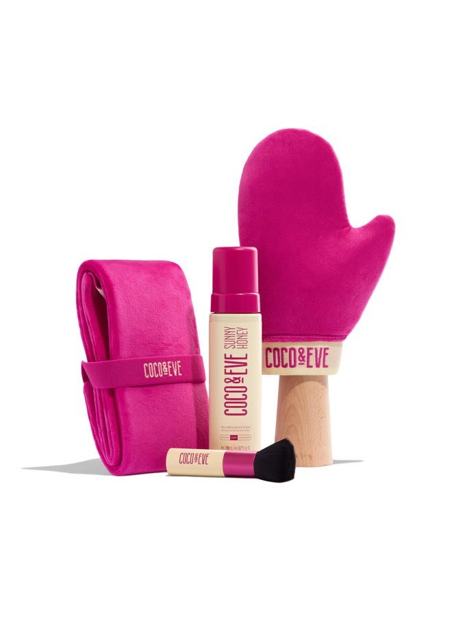 Bali Bae Self Tan Set (Ultra Dark). All Natural Sunless Tanning Mousse. Instant Self Tanning Lotion with Bronzer, Mitt Applicator, Kabuki Brush and Back Applicator for Flawless Application.