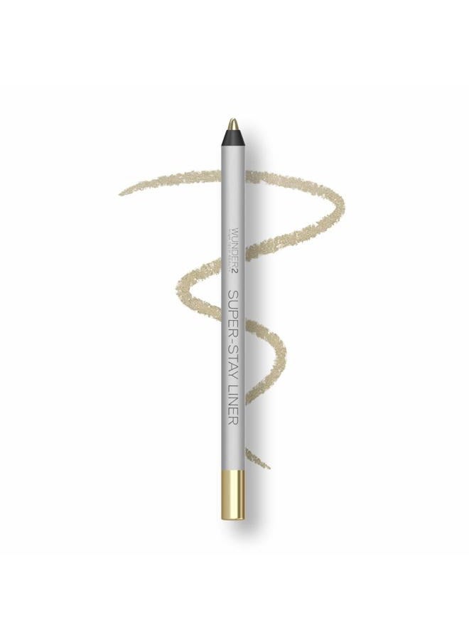 Wunder2 SUPER-STAY LINER Makeup Eyeliner Pencil Long Lasting Waterproof Eye Liner, Color White Gold Metallic