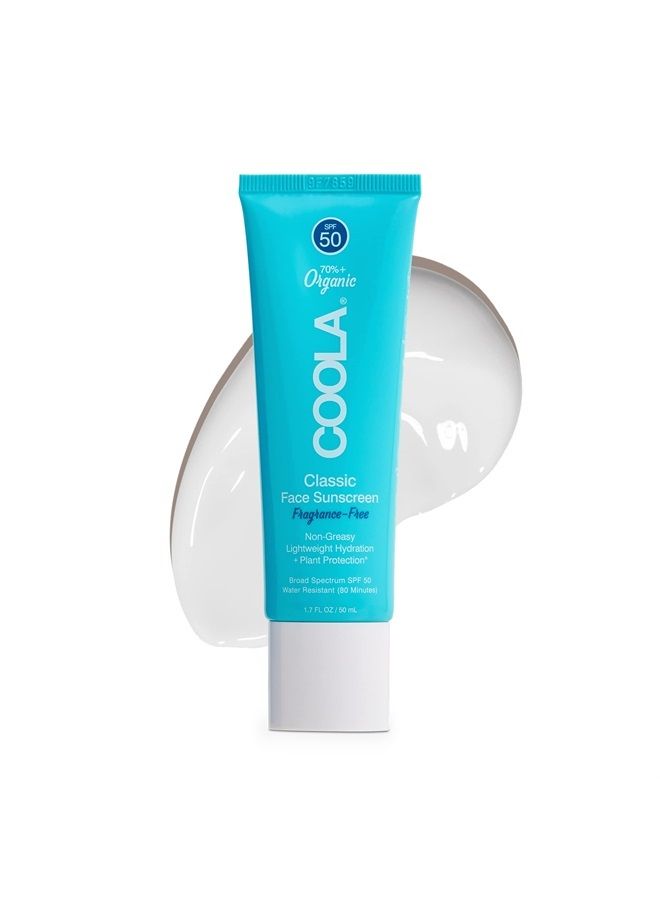 COOLA Organic Face Sunscreen SPF 50 Sunblock Lotion, Dermatologist Tested Skin Care for Daily Protection, Vegan and Gluten Free, Fragrance Free, 1.7 Fl Oz.
