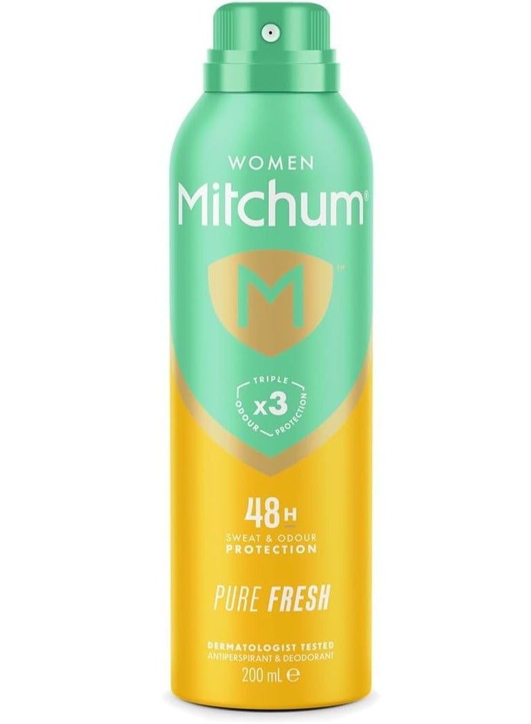 Pure Fresh Women Triple Odor Defense 48HR Protection Aerosol Deodorant & Anti-Perspirant 200 ml