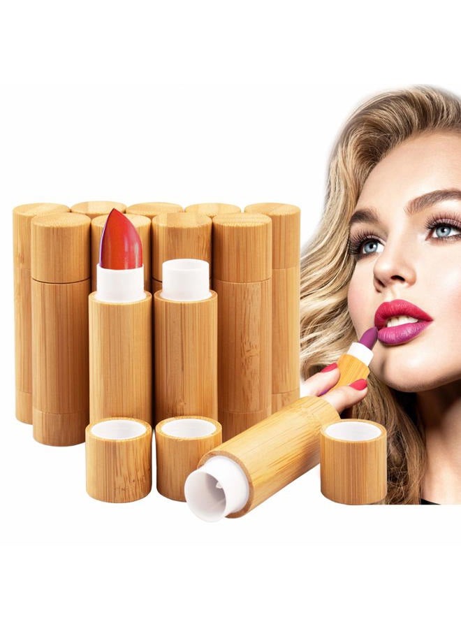 12Pcs Bamboo Empty Lipstick Tubes, 5.5g Refillable DIY Lip Balm Tube Containers with Clear PP Plastic Inner, Cosmetic Lipstick Lip Gloss Deodorant Case Holder For Women Girls Makeup