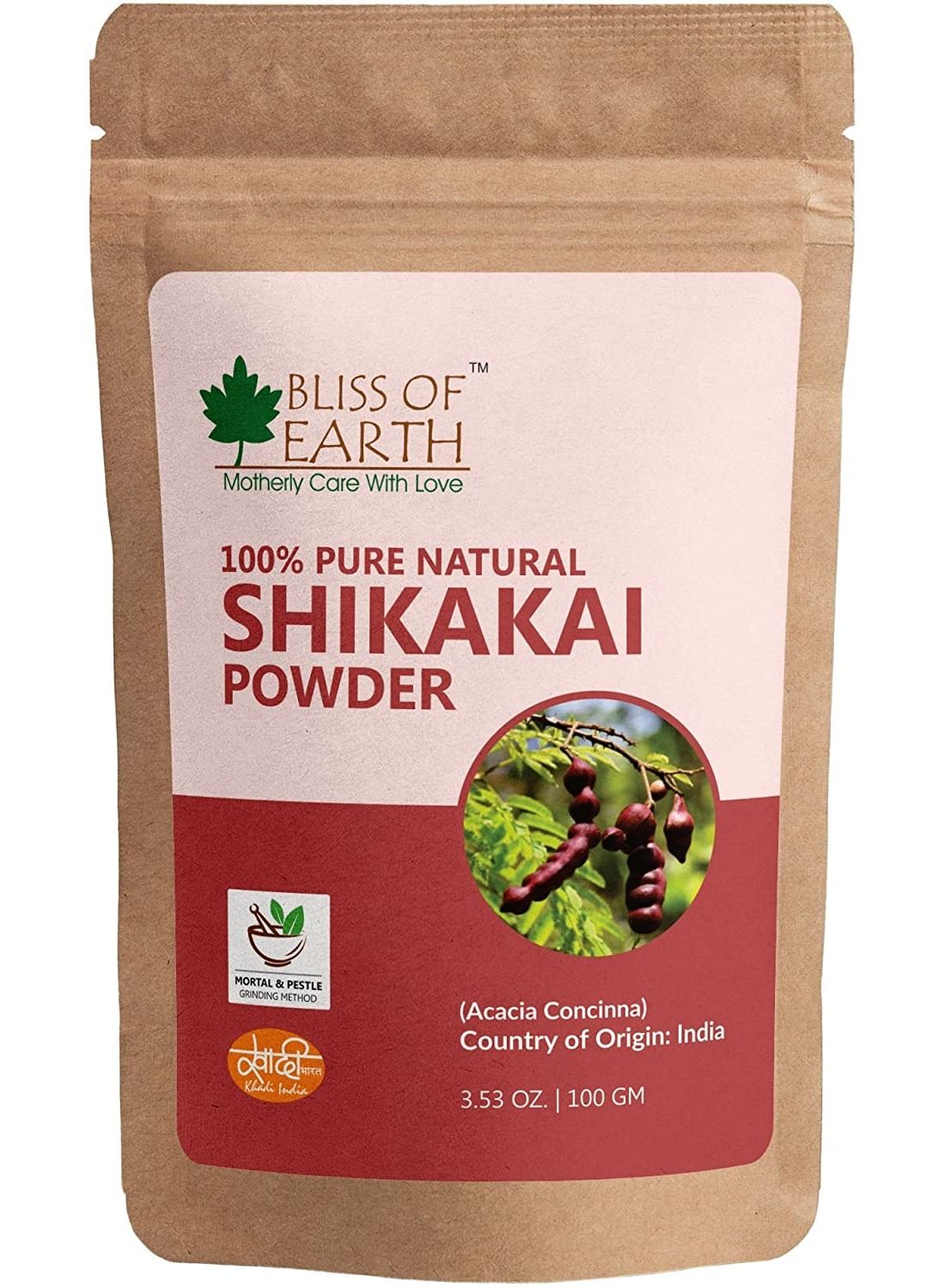 Bliss of Earth 100% Pure & Natural Shikakai Powder 100GM Acacia Concina Gorgeous hair Naturally Traditional Hair Cleanser & Conditioner Complete Hair Care