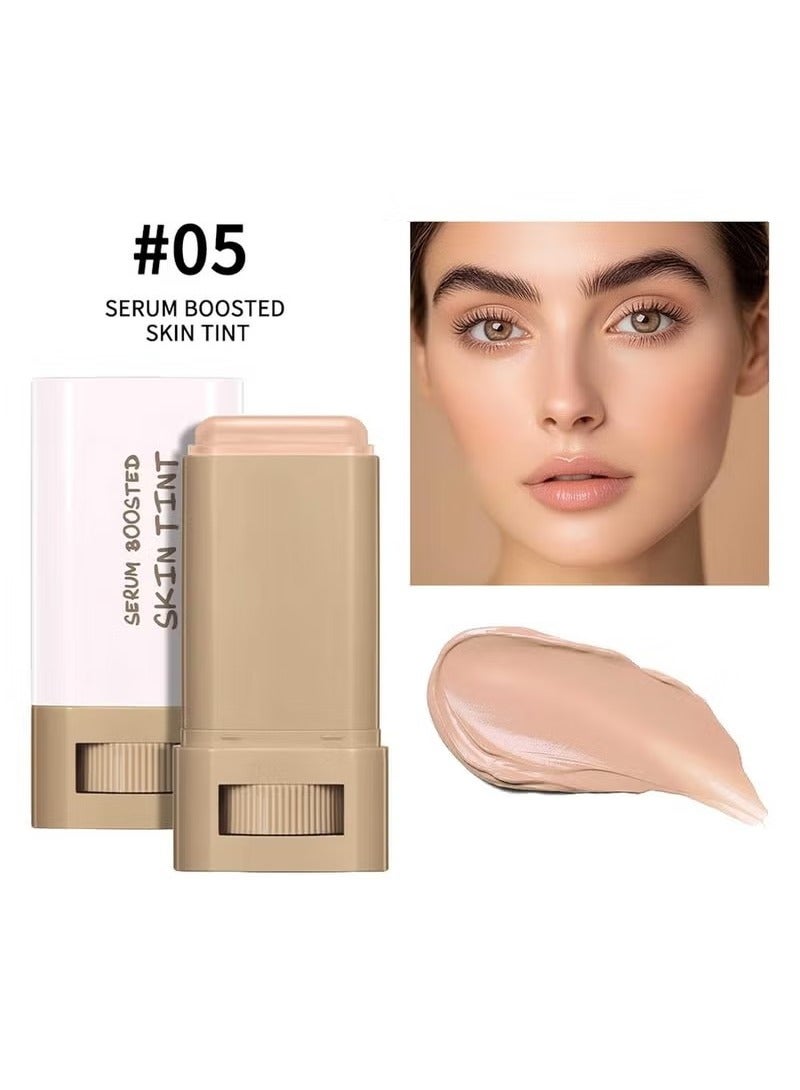 Beauty Balm Serum Boosted Skin Tint, Solid Tinted Moisturizing Serum Foundation Stick, Buildable Medium-to-Full Coverage Contour Stick for Face Makeup