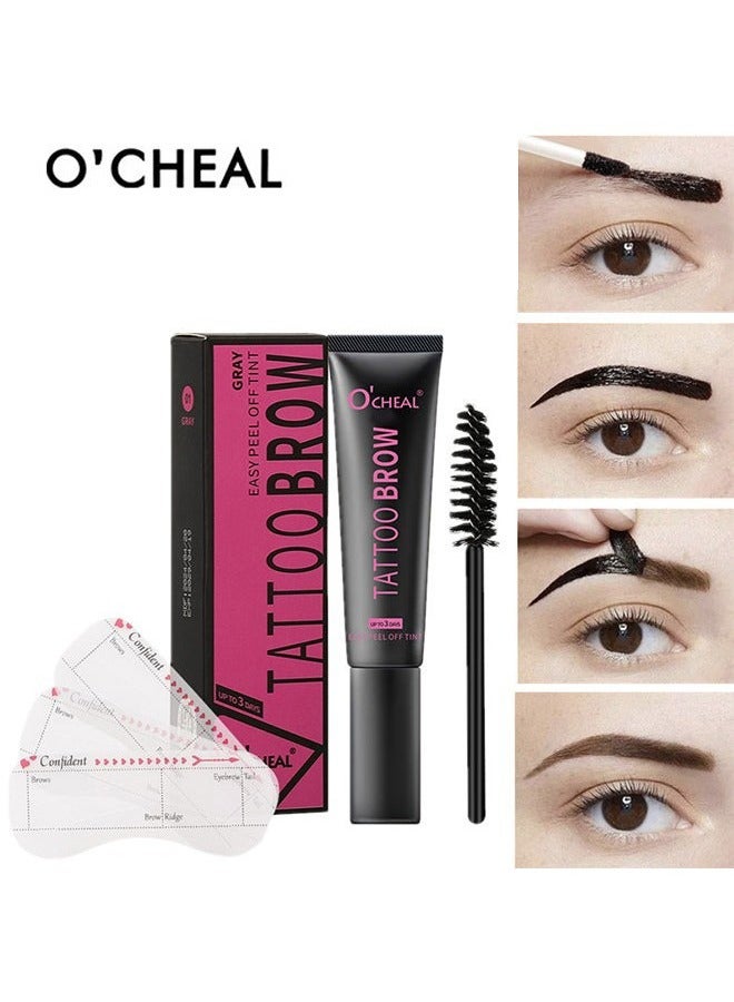 Tattoo Brow, Peel Off Eyebrow Gel Tint, Semi Permanent Brow Tint, Last Up to 3 Days, Waterproof, Transfer-proof（02 DARK BROWN）