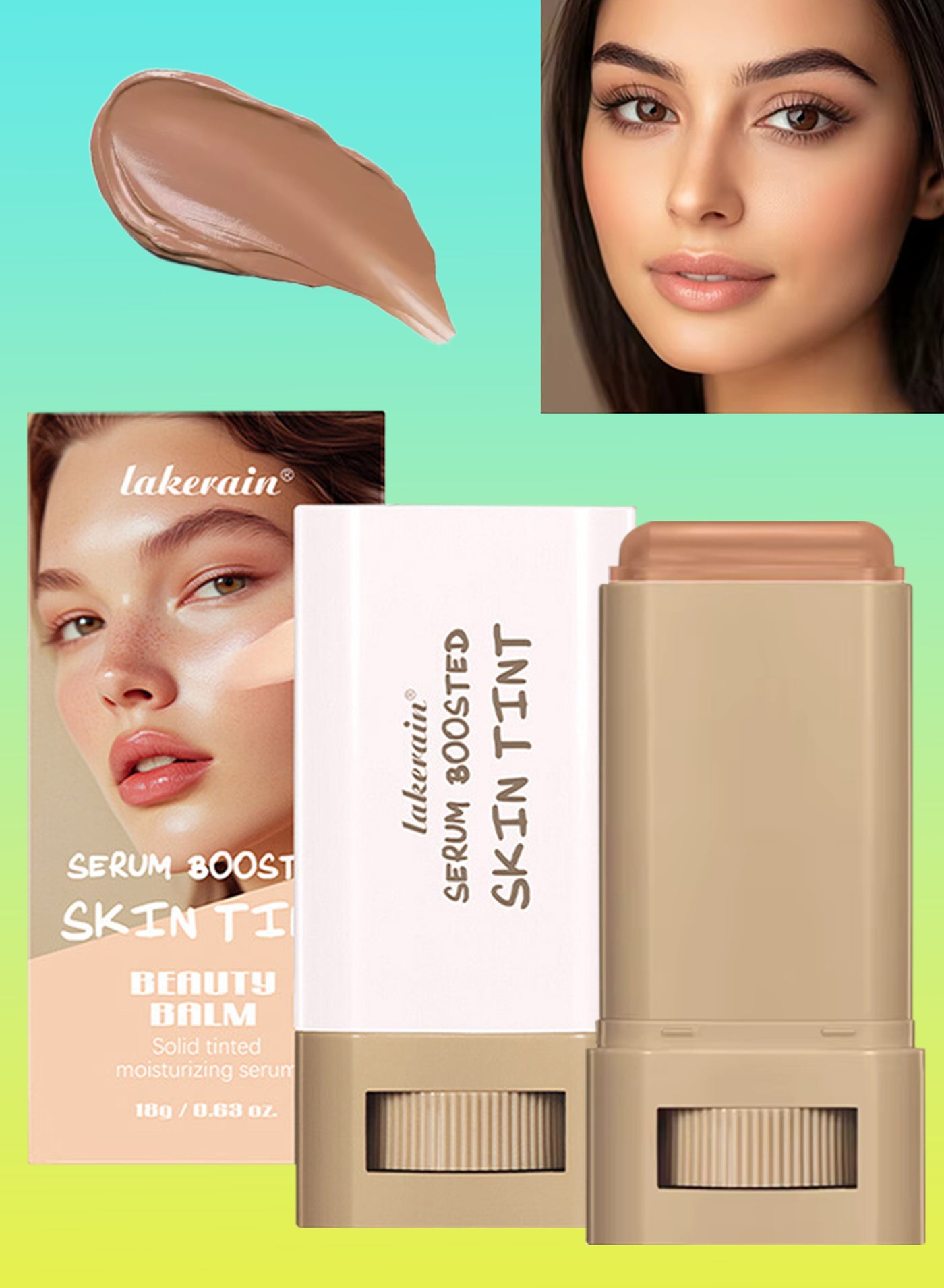 Serum Boosted Skin Tint Beauty Balm Solid Tinted Moisturizing Serum Contour Stick Foundation Face Sticks for Women Natural Finish Makeup Foundation Face Stick Contour Stick 18g 06