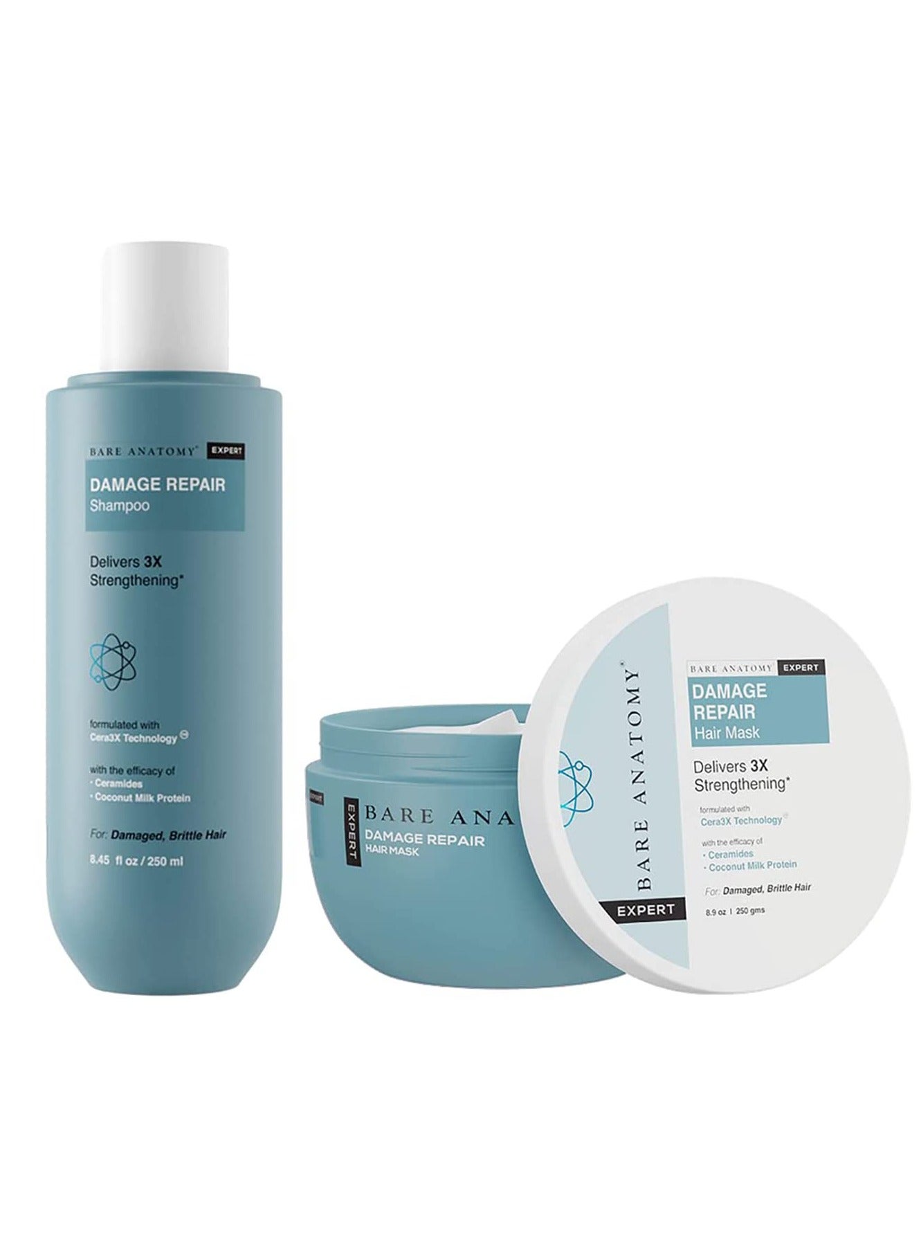 Damage Repair Shampoo and Hair Mask Kit Repairs Damaged Weak and Dry Hair Prevents Hair Fall with Coconut Milk Protein Sulphate and Paraben Free for Women and Men 250ml 250g