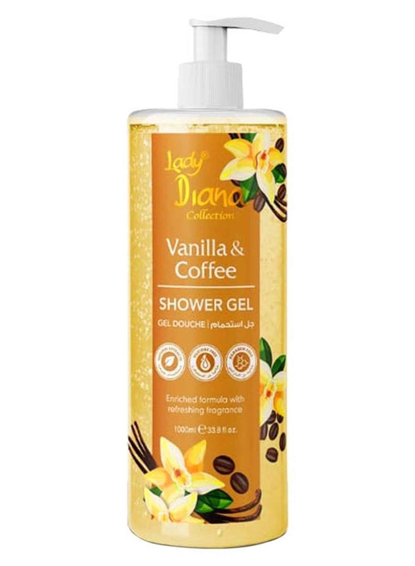 Lady Diana Vanilla & Coffee Shower Gel - 1000ml | Nourishing & Aromatic Body Wash for All Skin Types