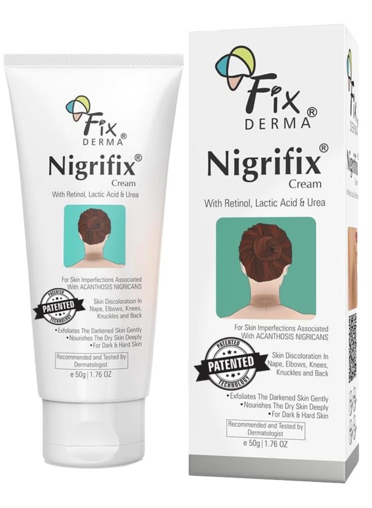 Fixderma Nigrifix Cream for Acanthosis Nigricans with Lactic Acid | Dermatologist Tested Retinol Cream | For Dark Body Parts like Neck, Ankles, Knuckles, Armpits, Thighs & Elbows | Exfoliant - 50g
