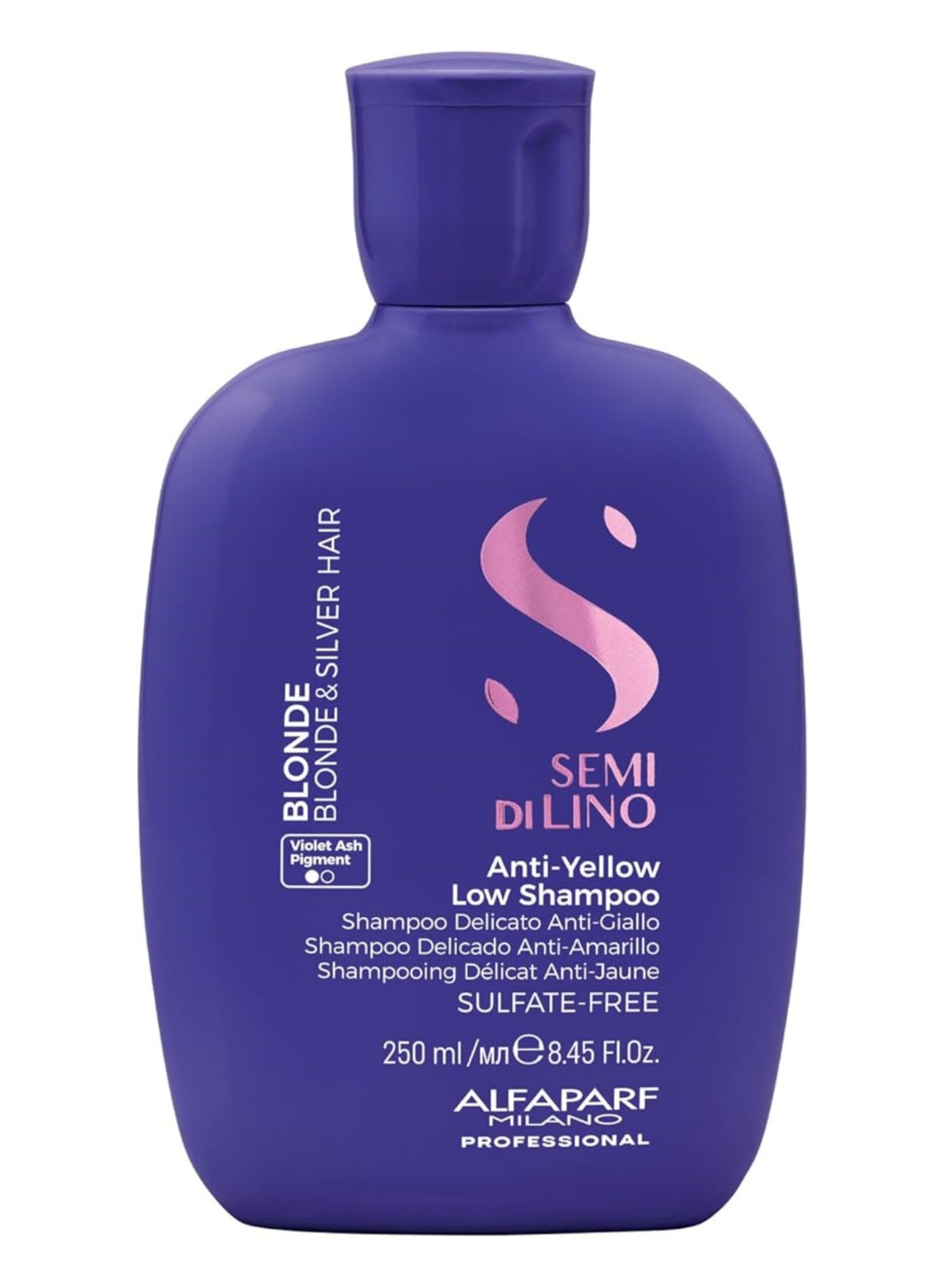 Semi Di Lino Blonde Anti-Yellow Shampoo 250ml | Purple Shampoo for Blonde, Grey And Highlighted Hair, Neutralizes Yellow Tones And Brightens Hair Color